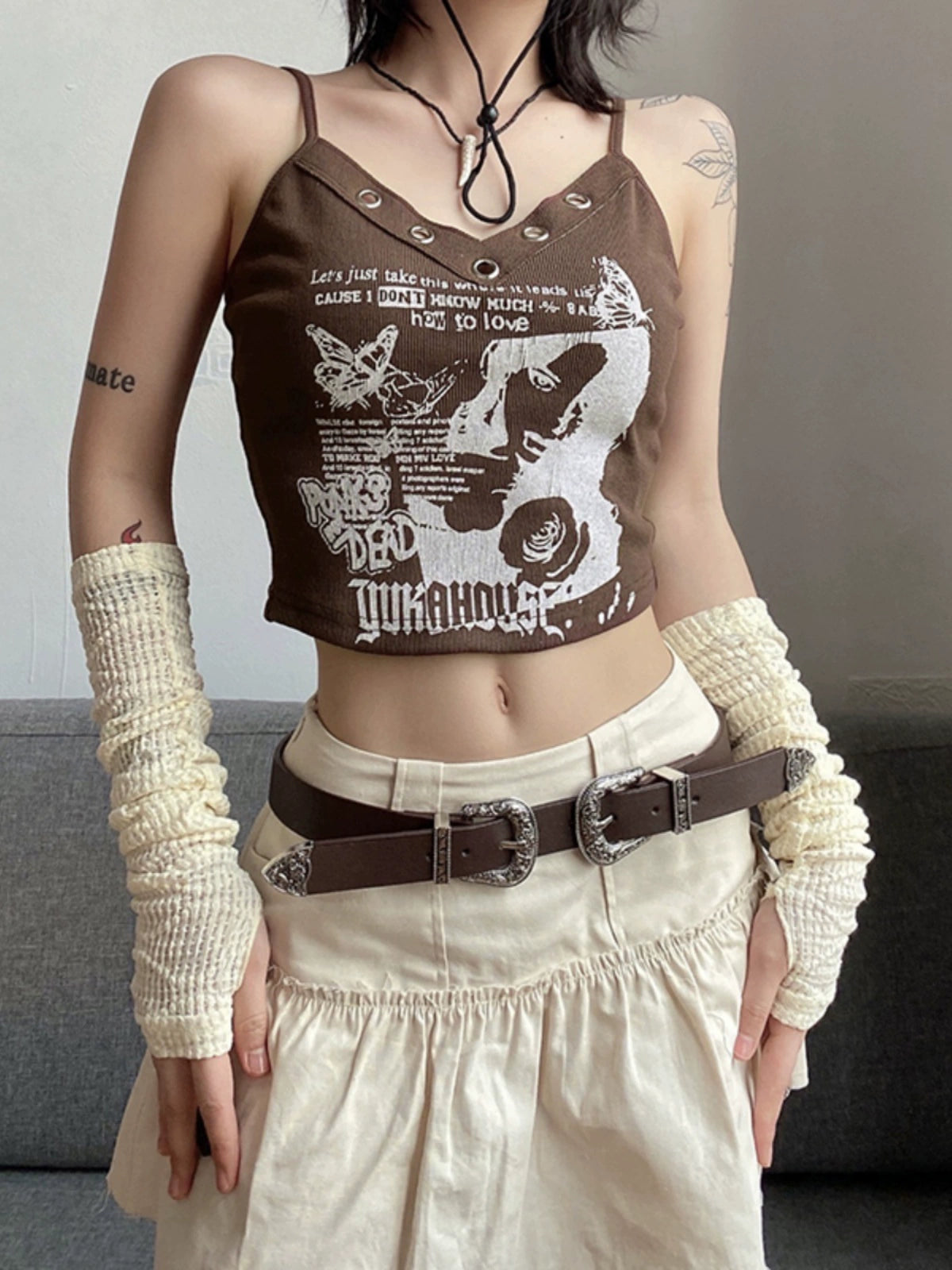 Weird Puss Print Slim Fit Fashion Patchwork Vest