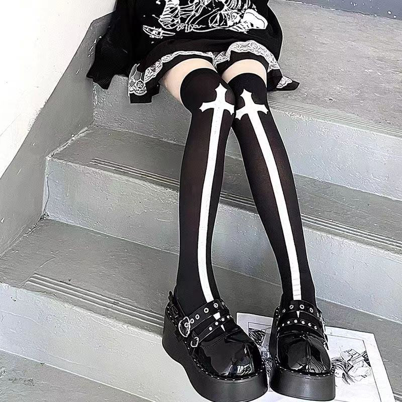 Cute Patterned Gothic Knee Highs - Grlfriend Club