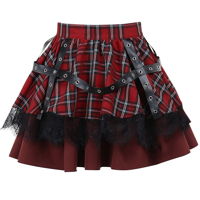Layered Plaid Gothic Skirt - Grlfriend Club
