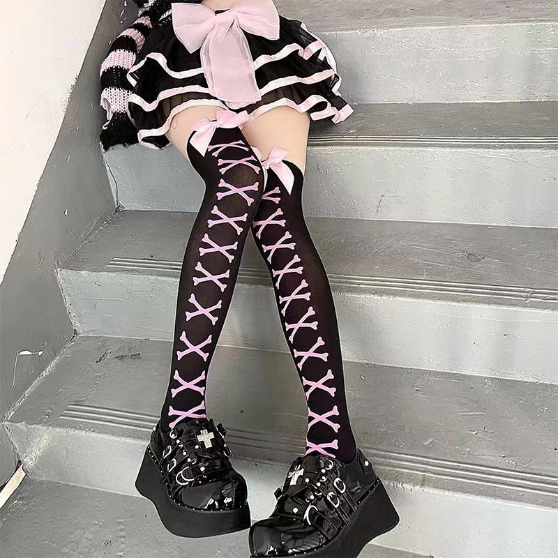 Cute Patterned Gothic Knee Highs - Grlfriend Club