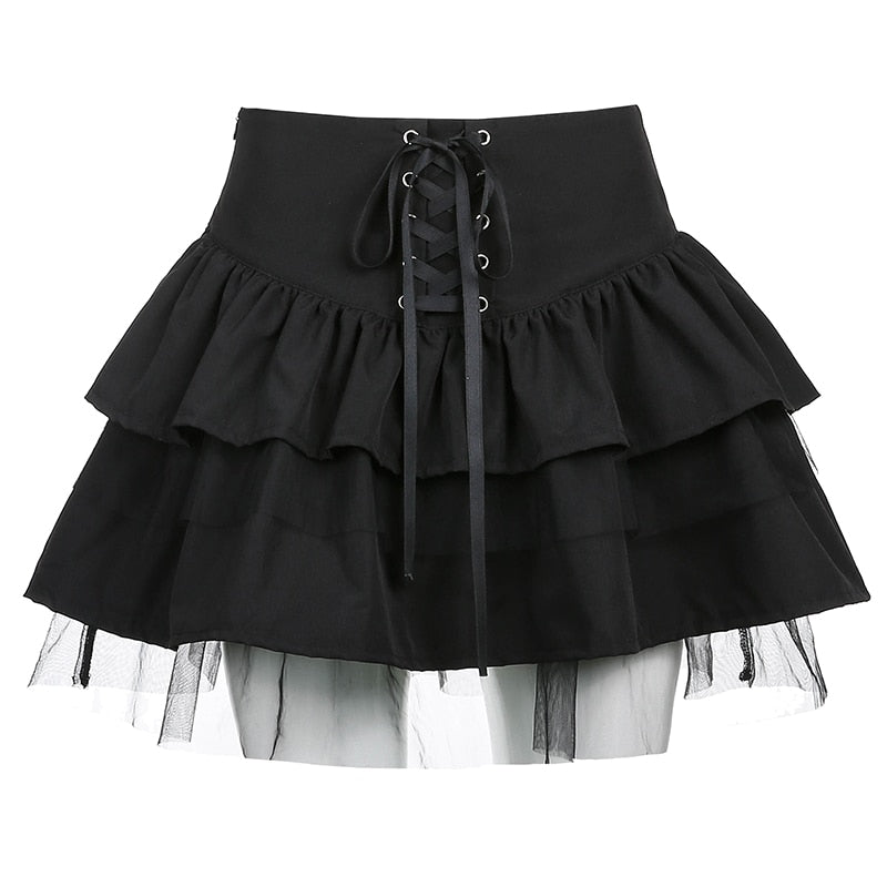 Layered Tulle Lace-Up Skirt - Grlfriend Club