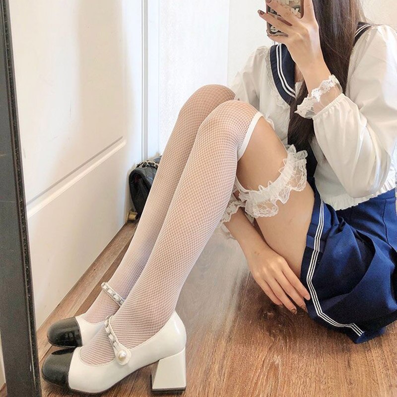 Thigh High Socks with Lace Garters - Grlfriend Club