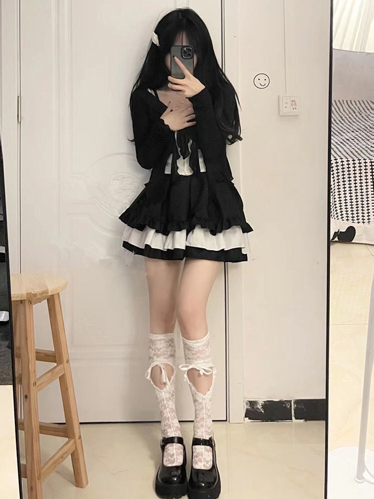 Black and White Layered Skirt - Grlfriend Club