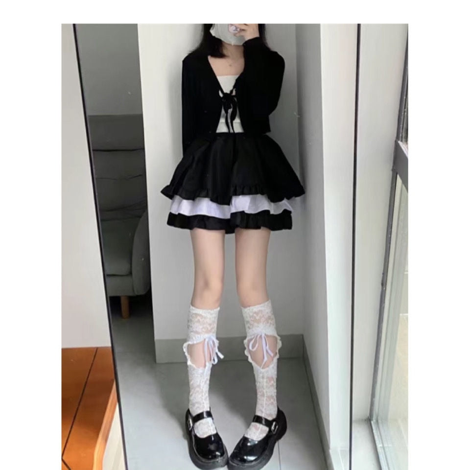 Black and White Layered Skirt - Grlfriend Club