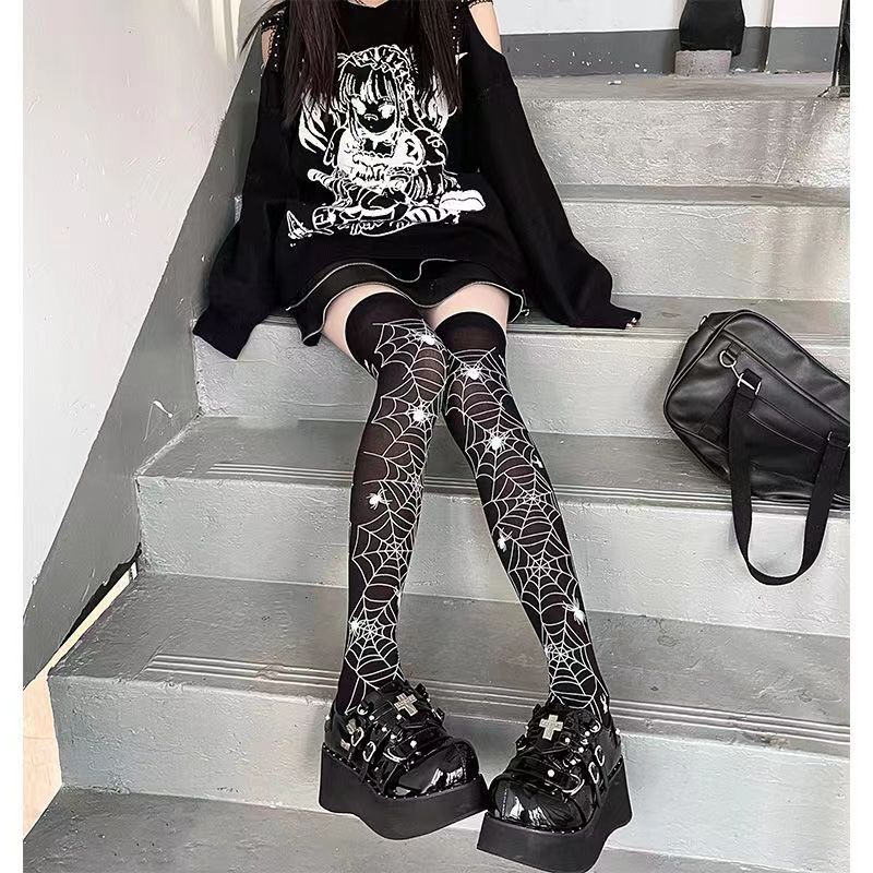 Cute Patterned Gothic Knee Highs - Grlfriend Club
