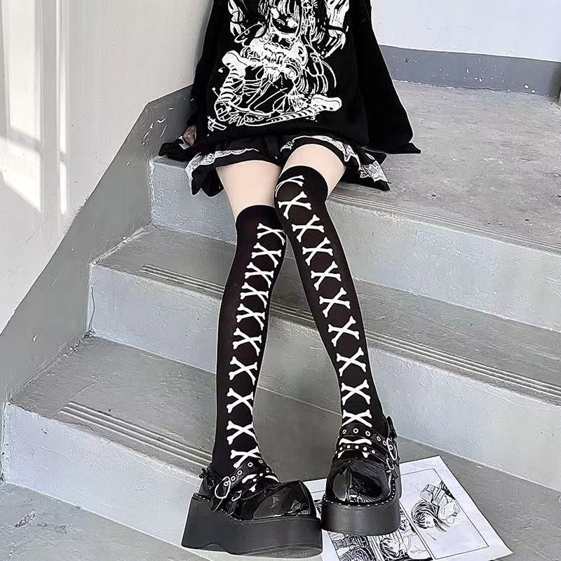 Cute Patterned Gothic Knee Highs - Grlfriend Club
