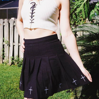 Pleated Skirt with Crosses