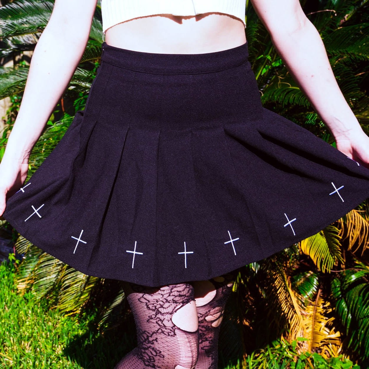 Pleated Skirt with Crosses