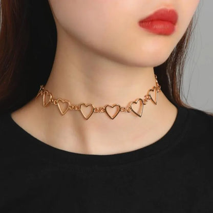 Sweet Love Heart Choker Necklace Statement Girlfriend Cute Bicolor Necklace Jewelry Collier Gold Silver Collar