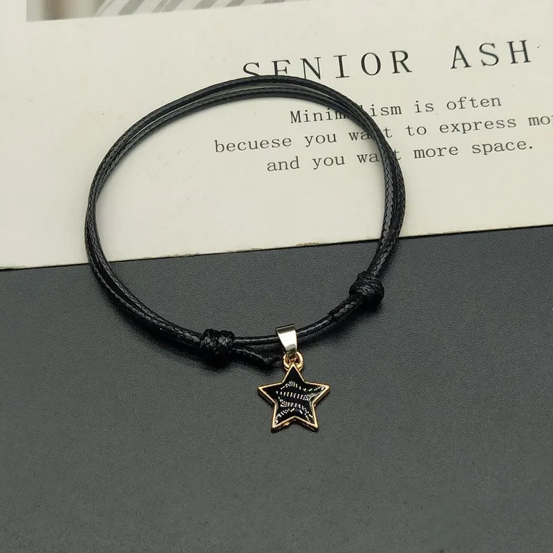 2 PCS/Set New Fashion Couple Bracelets BlacK White Rope Stars Bracelet for Women and Men Paired Bracelets Gifts for Lovers