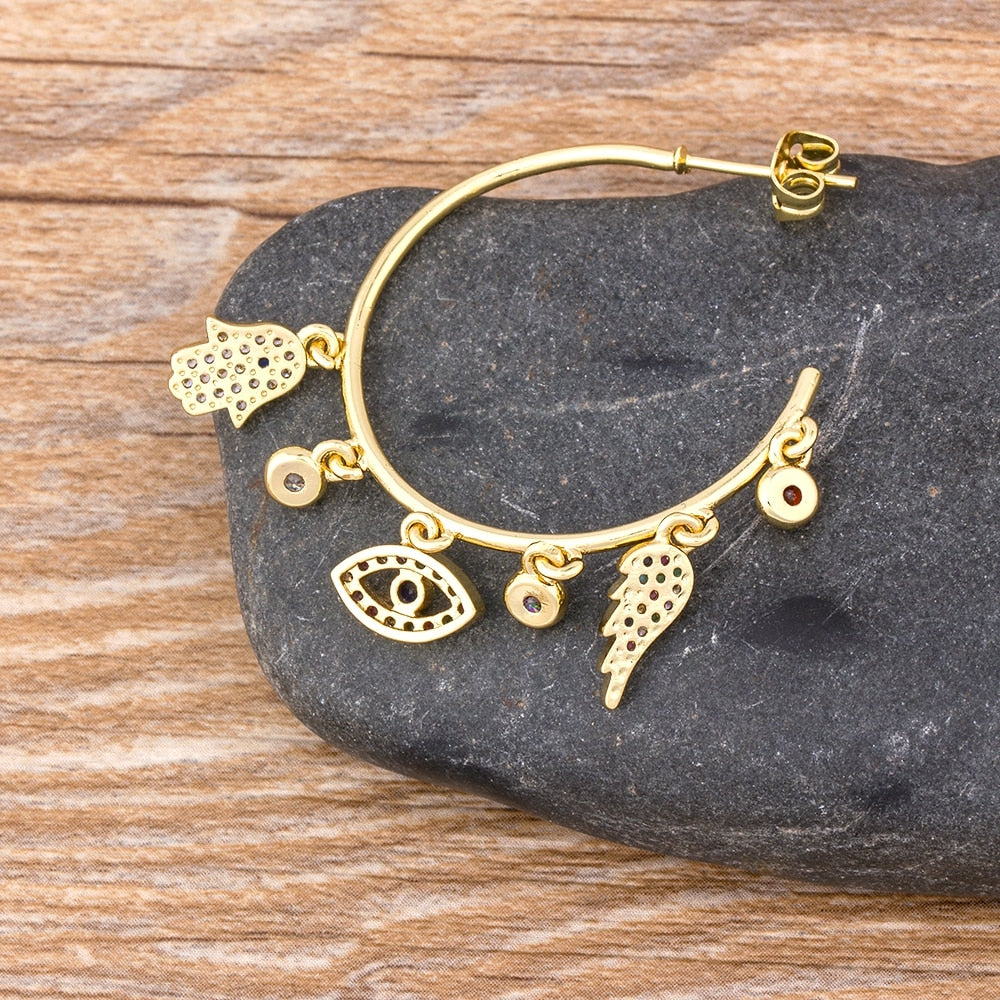 Evil Eye Gold Hoops - Grlfriend Club