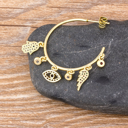 Evil Eye Gold Hoops - Grlfriend Club