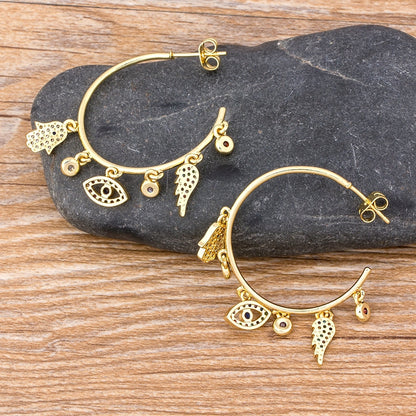 Evil Eye Gold Hoops - Grlfriend Club