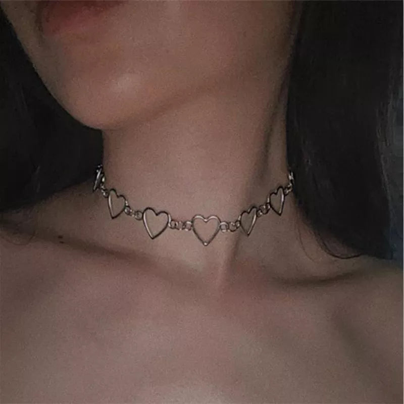 Sweet Love Heart Choker Necklace Statement Girlfriend Cute Bicolor Necklace Jewelry Collier Gold Silver Collar