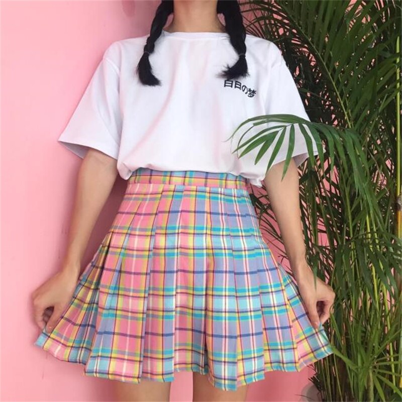 Kawaii Pastel Plaid Skirt - Grlfriend Club