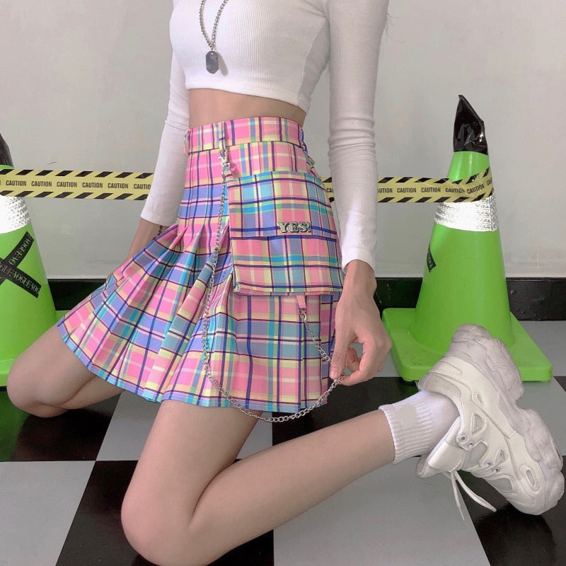 Kawaii Pastel Plaid Skirt - Grlfriend Club