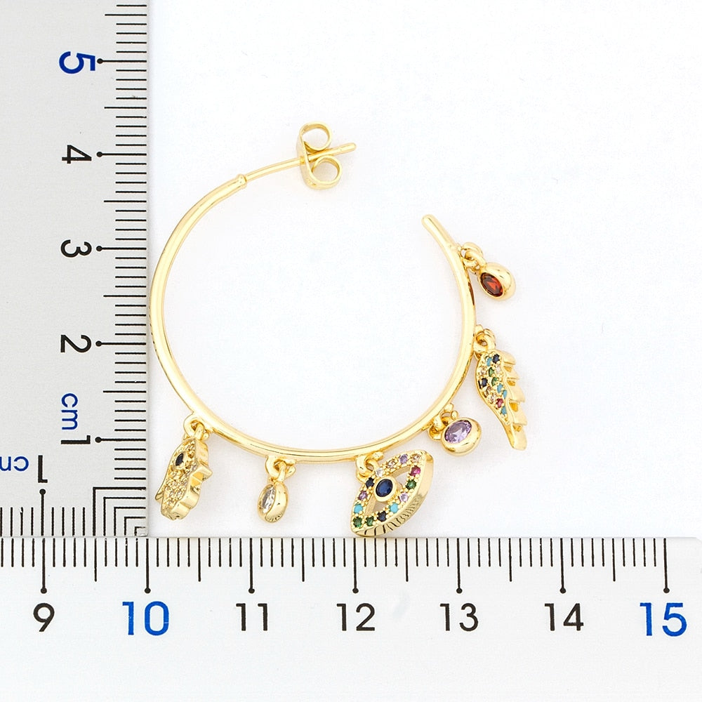 Evil Eye Gold Hoops - Grlfriend Club