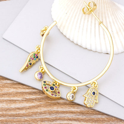 Evil Eye Gold Hoops - Grlfriend Club