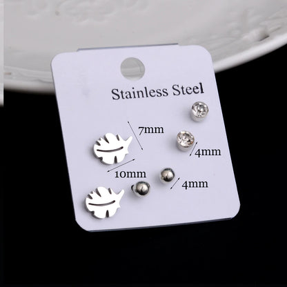 Stainless Steel Earrings Small Cute Butterfly Star Moon Heart Stud Earrings Set Punk Piercing Earing Women's Minimalist Jewelry