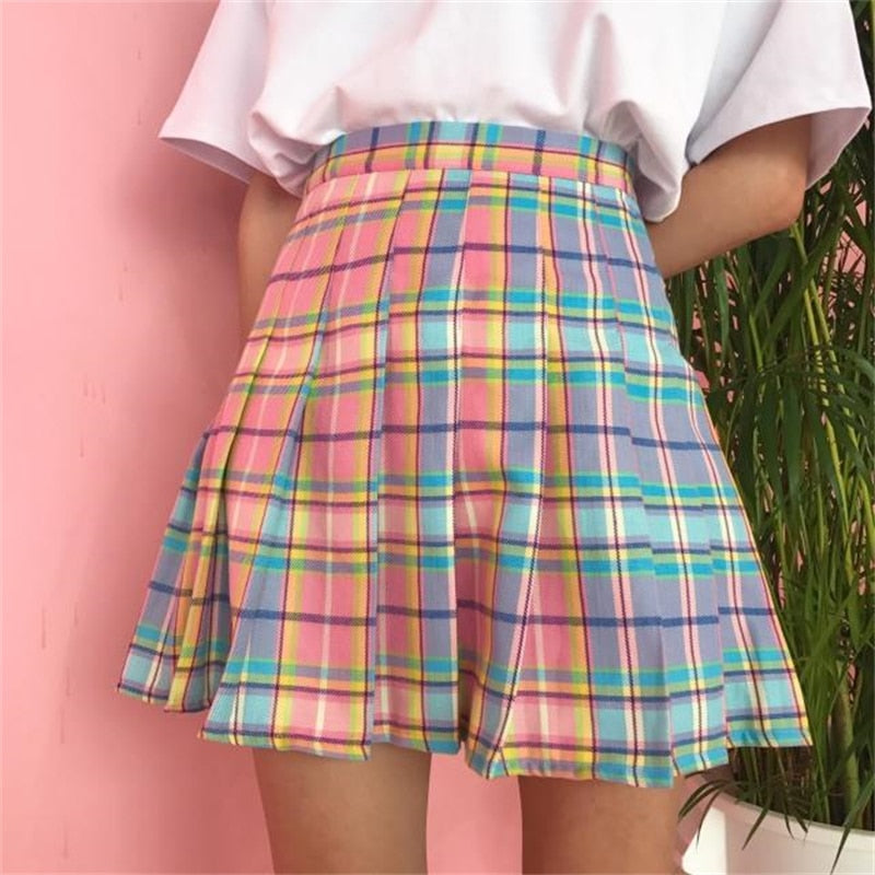 Kawaii Pastel Plaid Skirt - Grlfriend Club