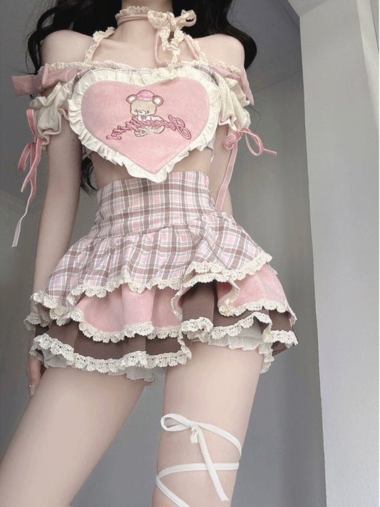 Baking Bear Heart Cake Dress Sweet Girl JK Uniform