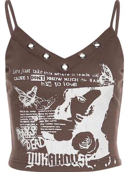 Weird Puss Print Slim Fit Fashion Patchwork Vest