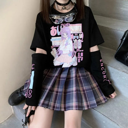 Cutout Pastel Glitch Anime Tee - Grlfriend Club