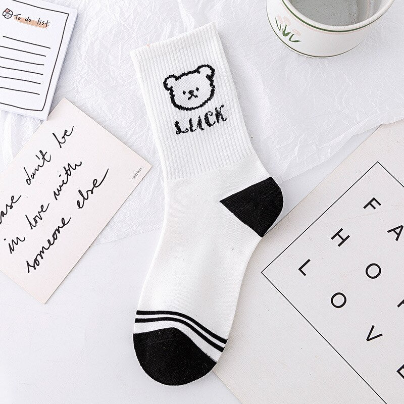 Retro Cute Bear Socks - Grlfriend Club