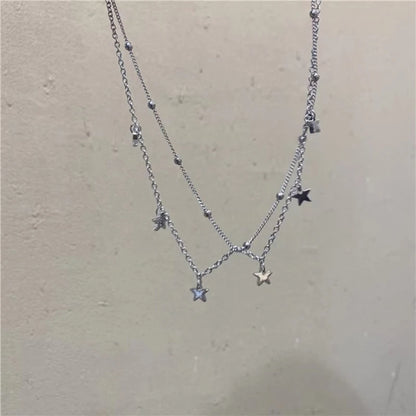 Star-Shaped Beads Link Chain Necklace Fashionable Neck Jewelry Y2K  Necklace