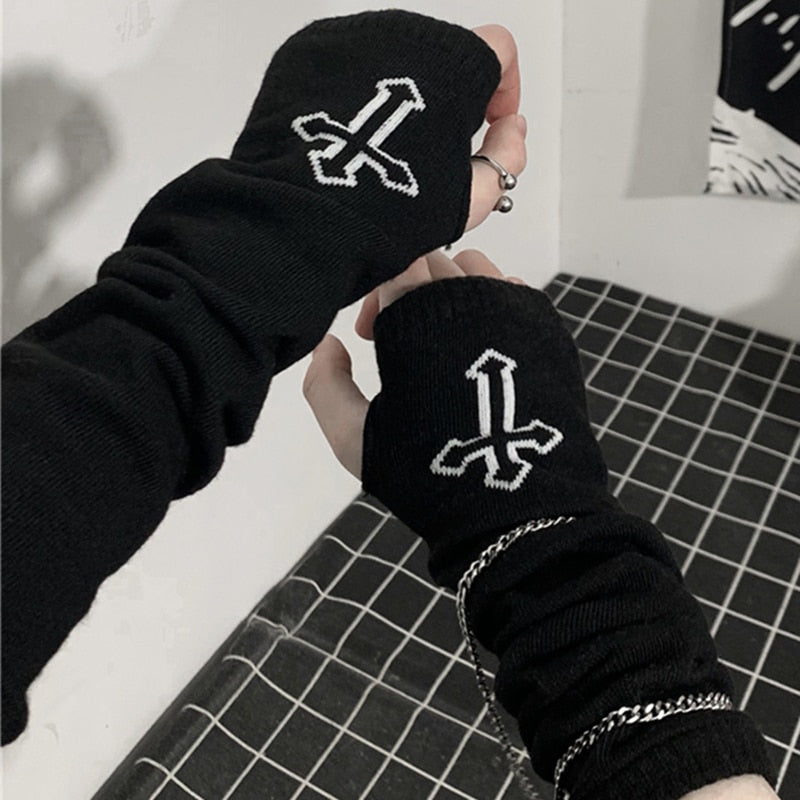 Skull Print Knee Highs and Gloves Sets - Grlfriend Club