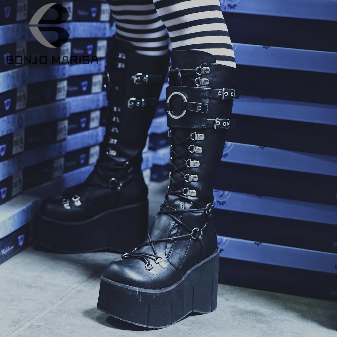 Punk Wedge Platform Boots - Grlfriend Club