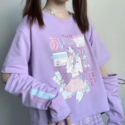 Cutout Pastel Glitch Anime Tee - Grlfriend Club