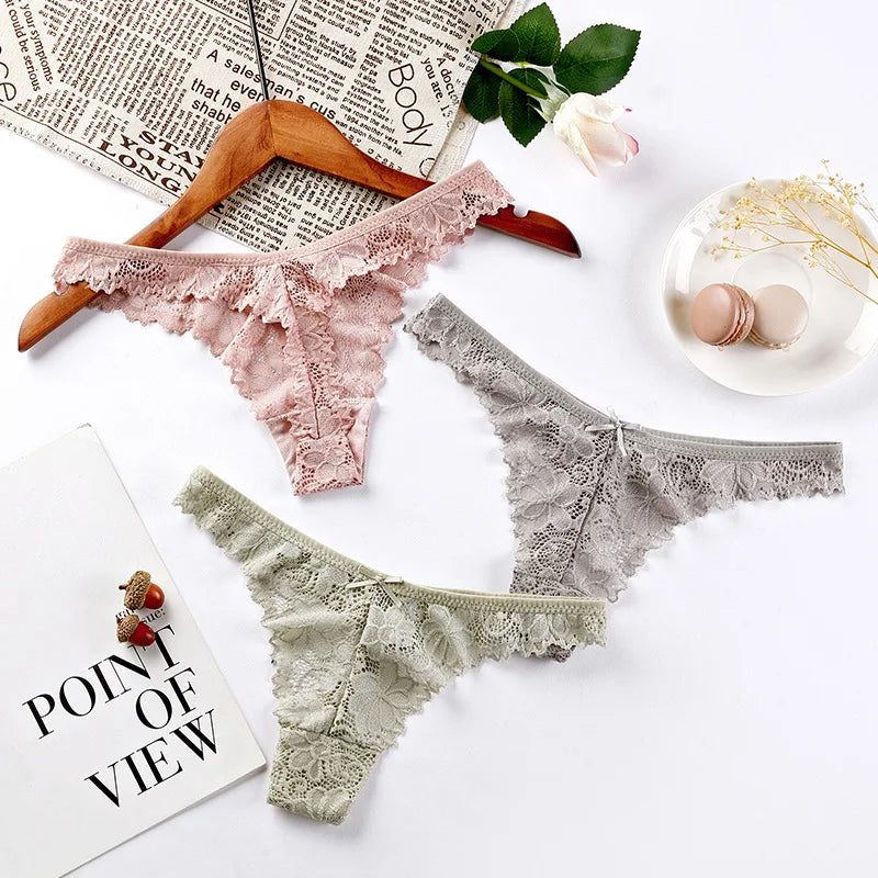 3 Pcs/Lot Hot Sale Panties Women Sexy G String Thong Low-Waist Underwear Soft Breathable T-Back Transparent Knickers