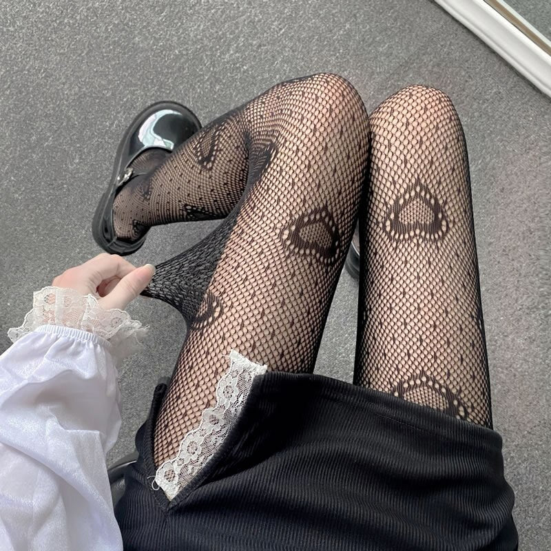 Black and White Lace Stockings - Grlfriend Club