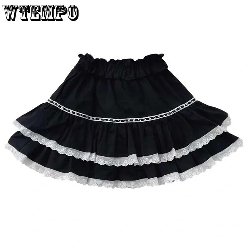 Sweet Lolita Black Ruffled Skirt - Grlfriend Club