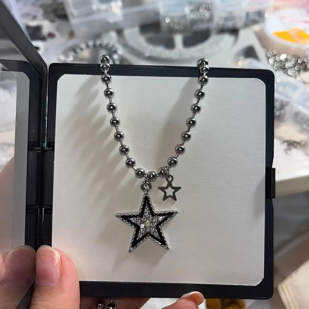 Titanium Steel Star Pendant Necklace for Men Women Y2K Hip Hop Cool Hot Girls Beads Chains Choker Korean Fashion Jewelry