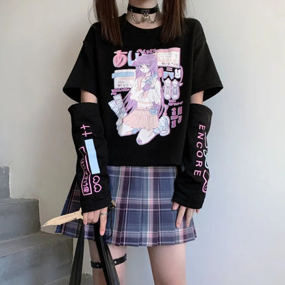 Cutout Pastel Glitch Anime Tee - Grlfriend Club