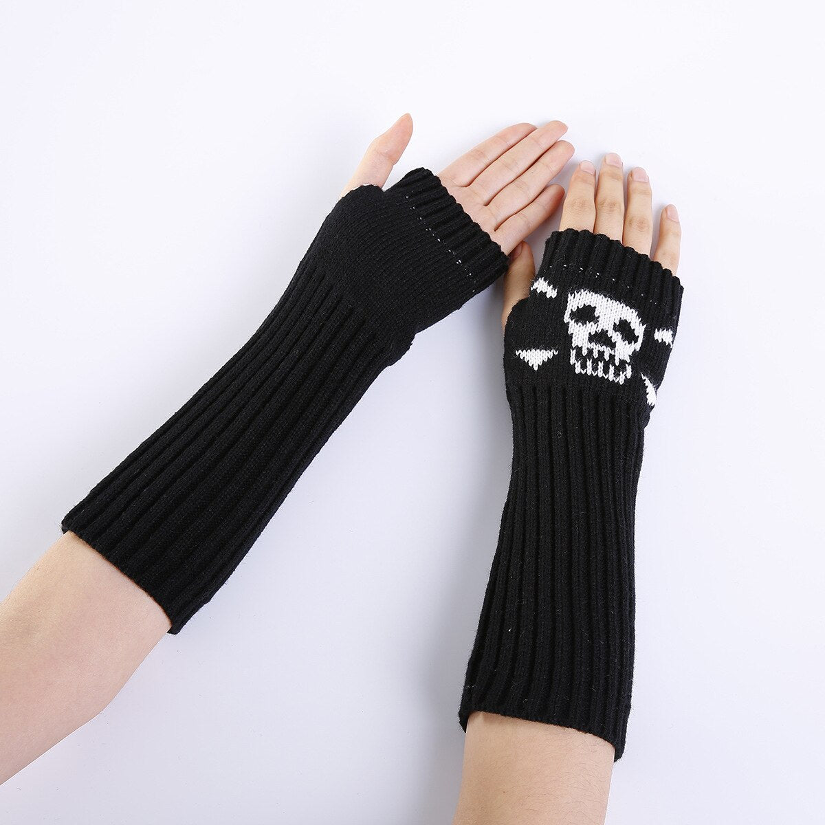 Skull Print Knee Highs and Gloves Sets - Grlfriend Club