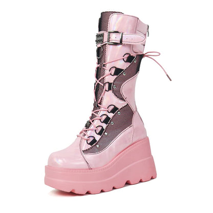 Punk Wedge Platform Boots - Grlfriend Club