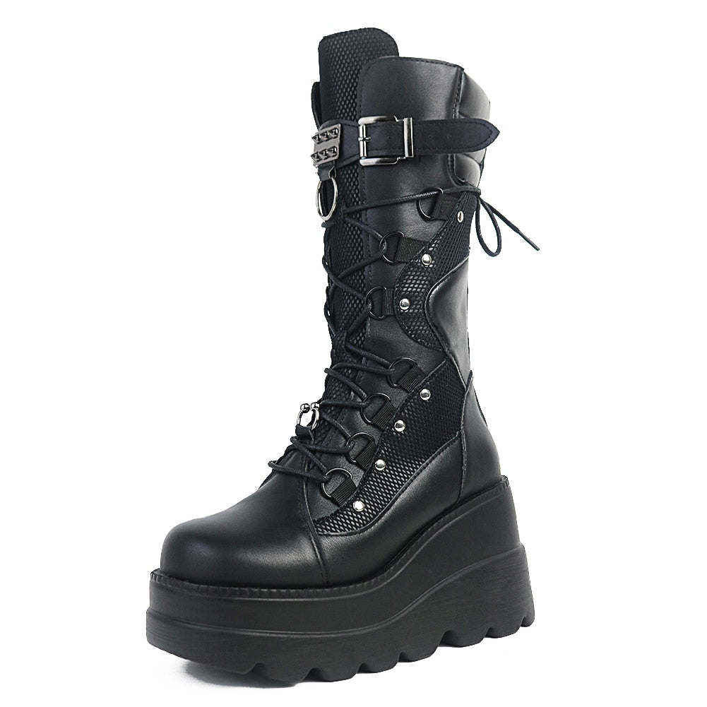 Punk Wedge Platform Boots - Grlfriend Club