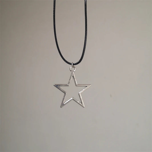 Titanium Steel Star Pendant Necklace for Men Women Y2K Hip Hop Cool Hot Girls Beads Chains Choker Korean Fashion Jewelry