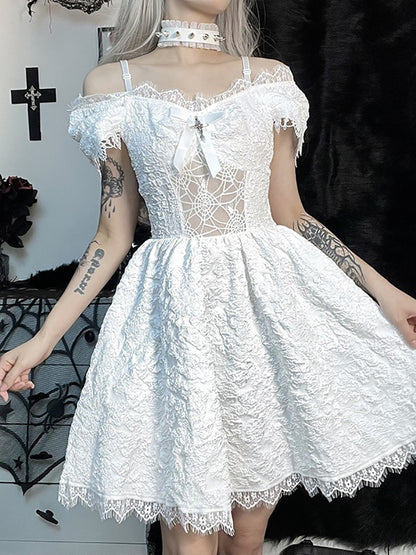 Gothic Lace Jacquard Dress - Grlfriend Club