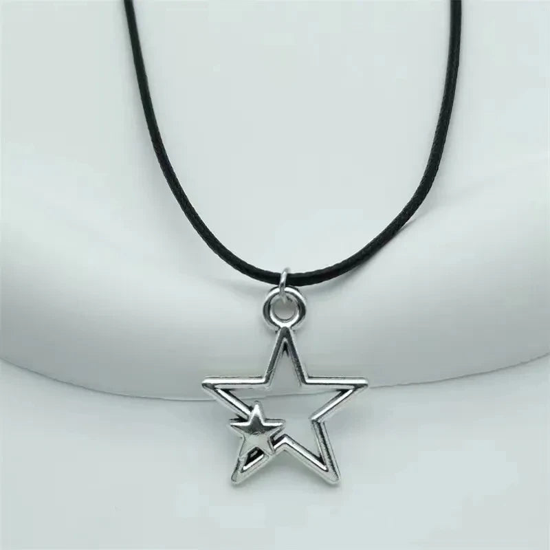 Titanium Steel Star Pendant Necklace for Men Women Y2K Hip Hop Cool Hot Girls Beads Chains Choker Korean Fashion Jewelry