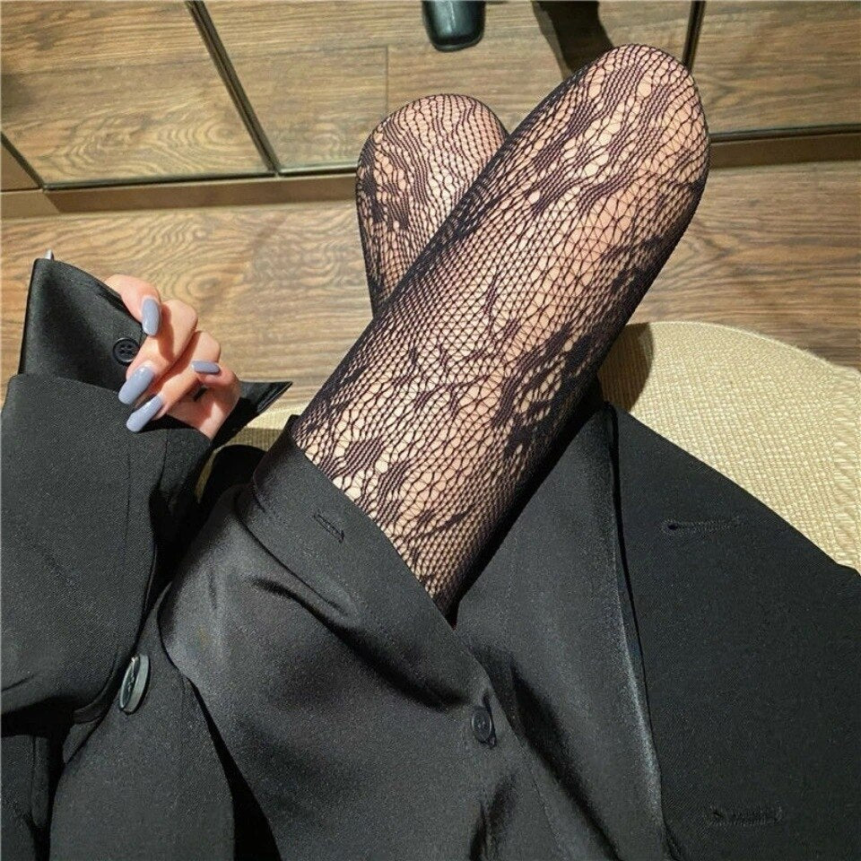 Black and White Lace Stockings - Grlfriend Club