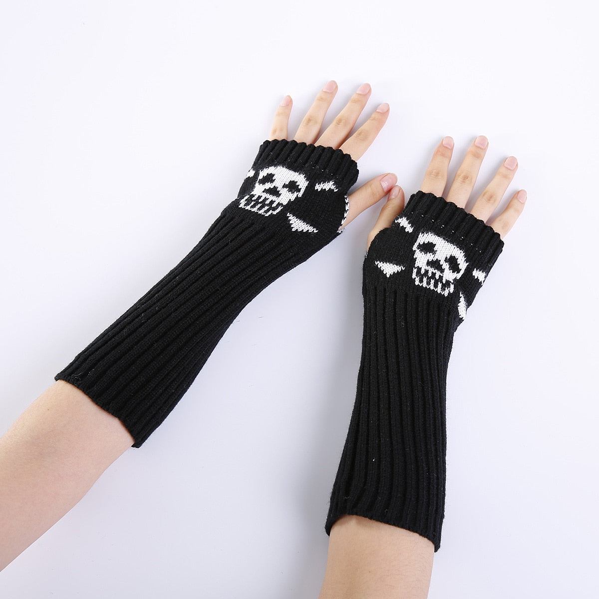 Skull Print Knee Highs and Gloves Sets - Grlfriend Club