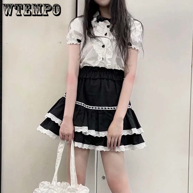 Sweet Lolita Black Ruffled Skirt - Grlfriend Club