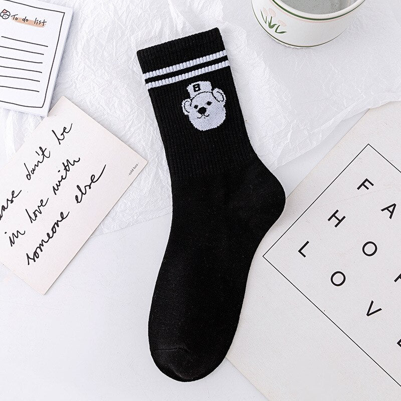 Retro Cute Bear Socks - Grlfriend Club