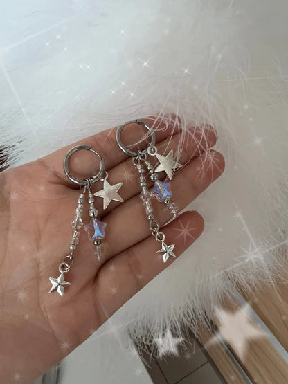 Fashion Goth Harajuku Vintage Cute Y2k Star Bowknot Moon Earrings Women Girl Aesthetic 90s EMO Jewelry Accessories