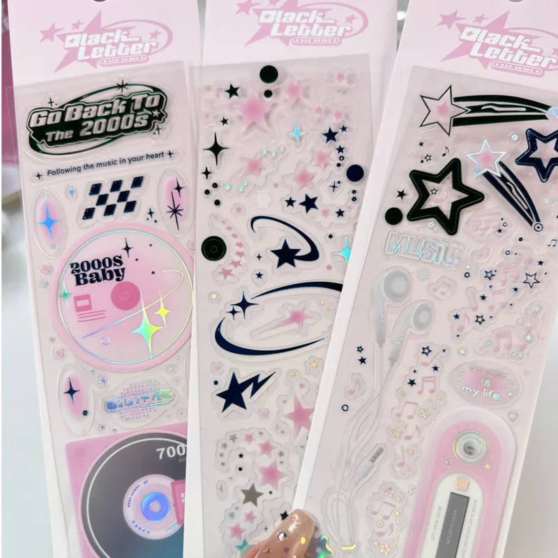 1Pc Korean Dream Star Music Series Laser Guka Sticker Flakes Idol Card Deco Scrapbook DIY Material Decoration Stationery Sticker