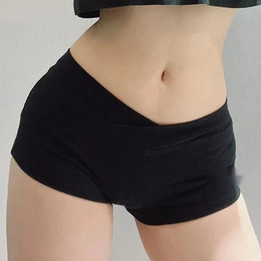Simple Black Dance Fitness Running Ultra Short Sports Casual Shorts Female Summer Tight Low Waist Sexy Korean